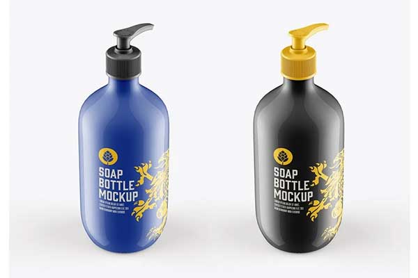 Plastic Glossy Soap Bottle Mockup