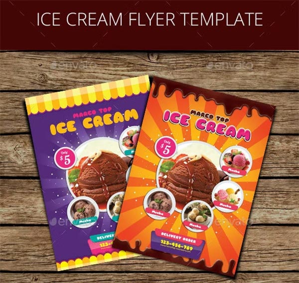 Ice Cream Flyer Restaurant PSD Template