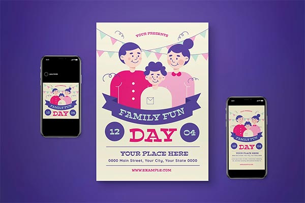 Family Fun Day Flyer Set Template