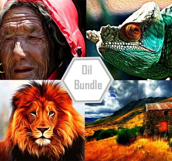 Oil Paint Art Photoshop Action Bundle