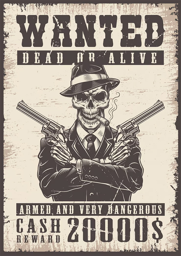 Wanted Vintage Poster Free PSD Template Wanted Vintage Poster Free PSD Template