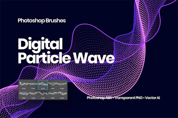 Digital Particle Waves Photoshop Brushes