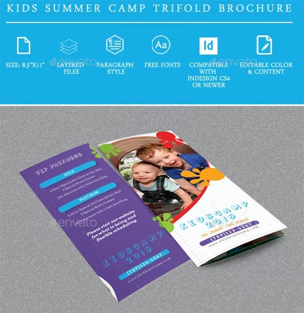 Kids Summer Camp Trifold Brochure Design