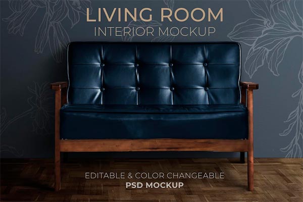 Free Black leather Sofa Mockup Free Black leather Sofa Mockup