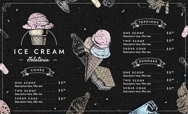 Free Ice Cream Menu Flyer Template