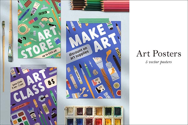 Art Promo Posters and Flyers Set