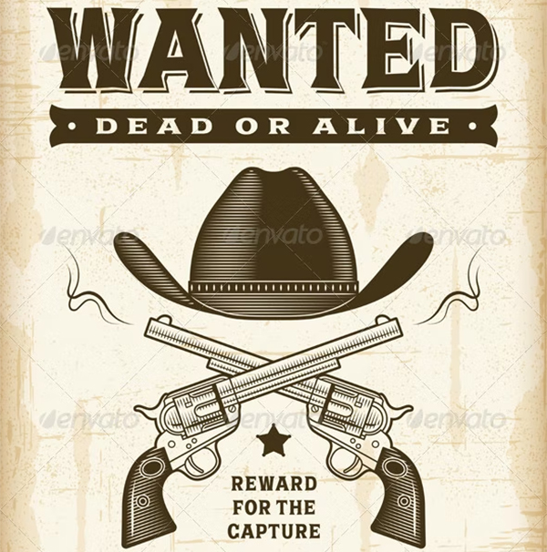 Vintage Western Wanted Poster Template Vintage Western Wanted Poster Template