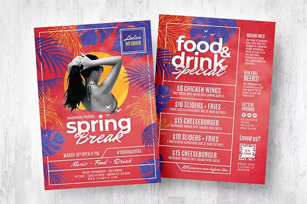 Spring Break Flyer & Menu Templates