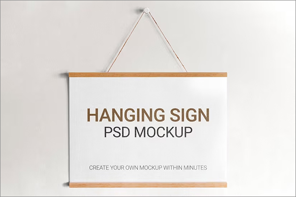 Free PSD Hanging Sign PSD Mockup Template