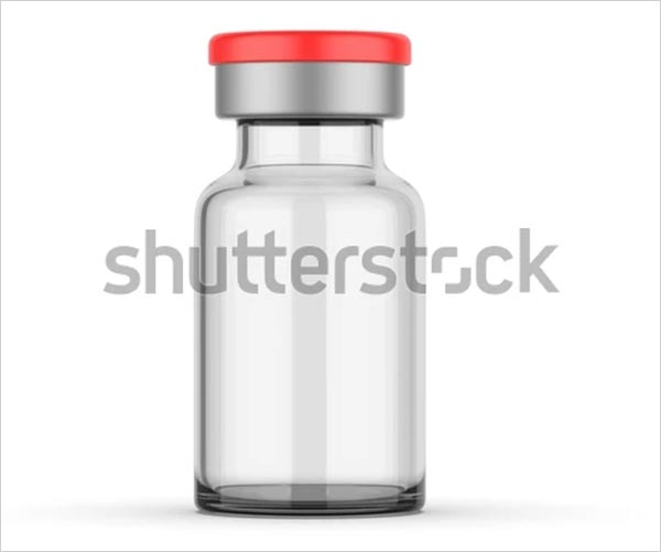 Blank Glass Vaccine Bottle Vector Mockup