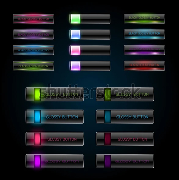 Colorful Dark Glowing Web Buttons