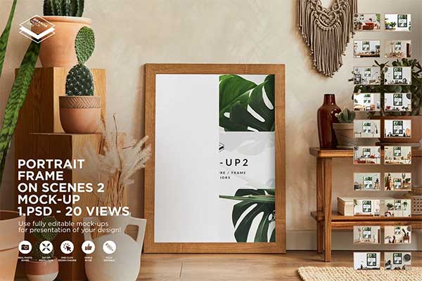 Portrait Frame on Scenes Mock-up