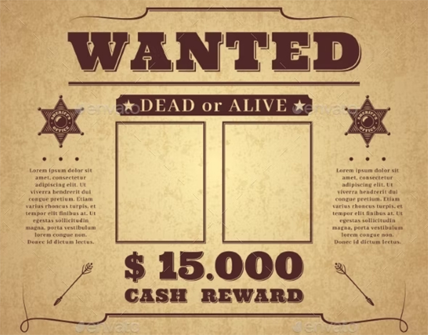 Vintage Western Wanted Poster PSD Template