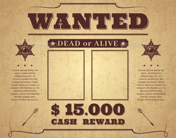Vintage Western Wanted Poster PSD Template Vintage Western Wanted Poster PSD Template