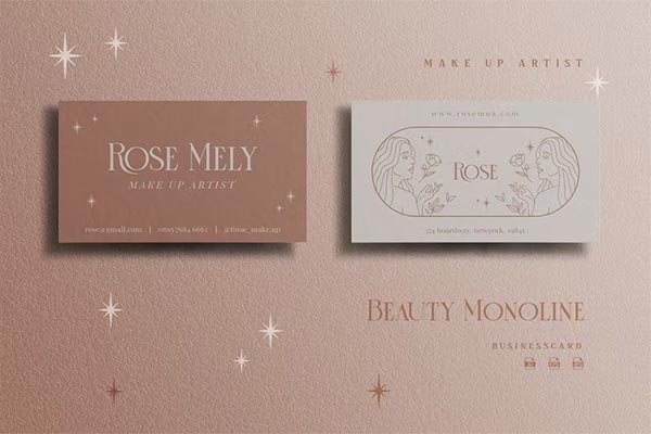Monoline Beauty Make Up Artist Business Card Monoline Beauty Make Up Artist Business Card