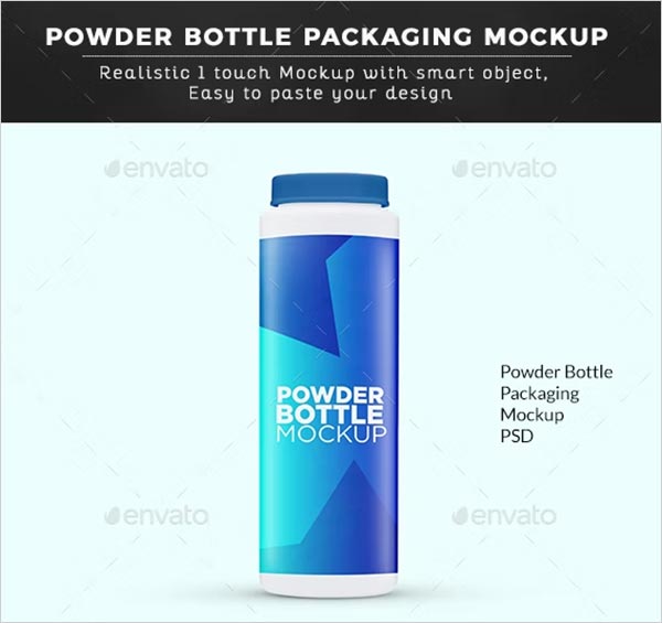 Plastic Powder Round Bottle Mockup