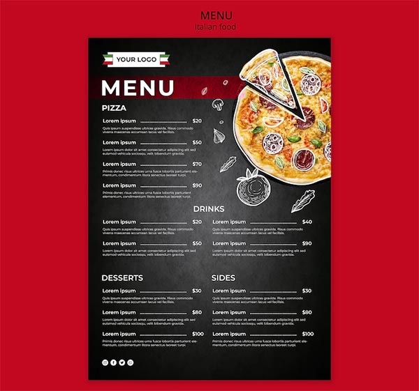 Free PSD Pizza Menu Flyer Template