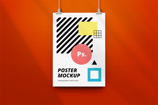 Hanging Poster Mockup Design PSD