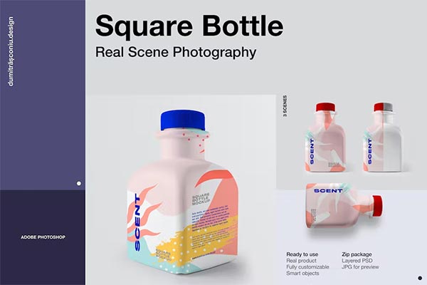 Square Plastic Bottle Mockup Square Plastic Bottle Mockup