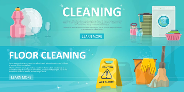 Free PSD Cleaning Service Horizontal Banners