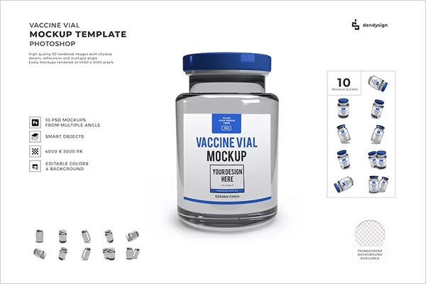 Vaccine Vial Mockup Template Set