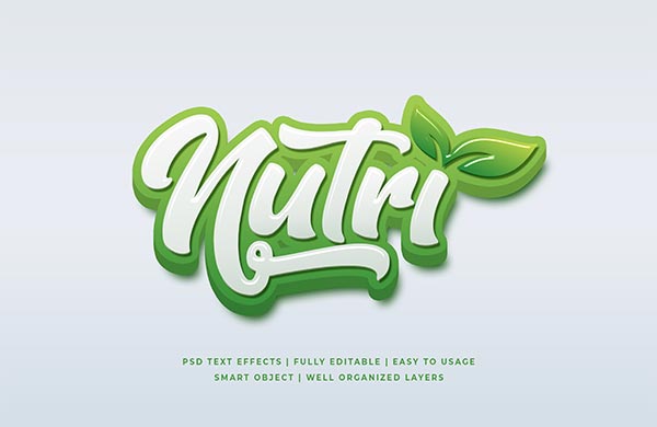 Green Natural 3D Text Style Effects Mockup