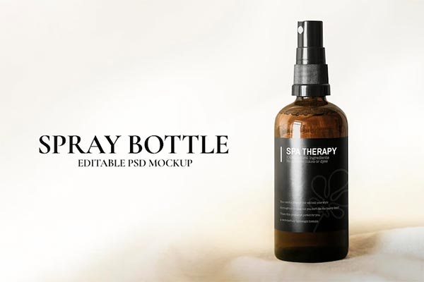 Free Brown Spray Bottle PSD Mockup