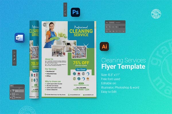 Cleaning Services Vector Flyer Template