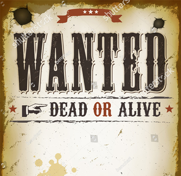 Wanted Vintage Western Poster PSD Template