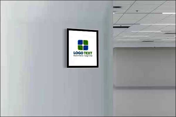 Square Office Wall Logo Mockup
