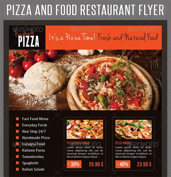 Food and Pizza Menu Template Flyers