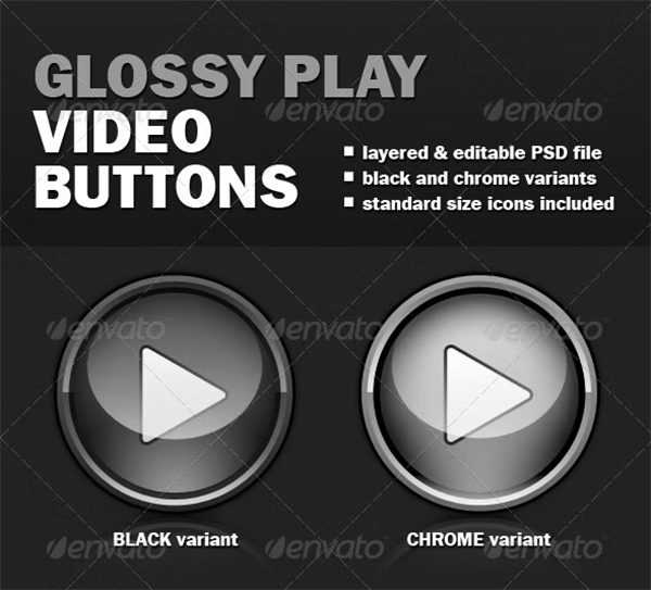 Glossy Play Video Buttons Template
