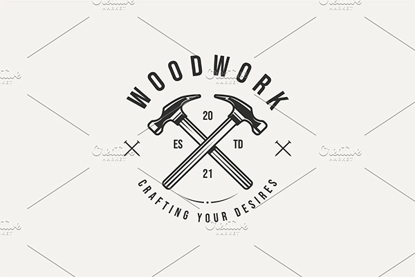 Woodwork Hammer Carpentry Logo Template
