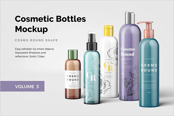 Cosmetic Spray Bottles PSD Mockup