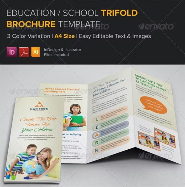 Education School Trifold Brochures Template