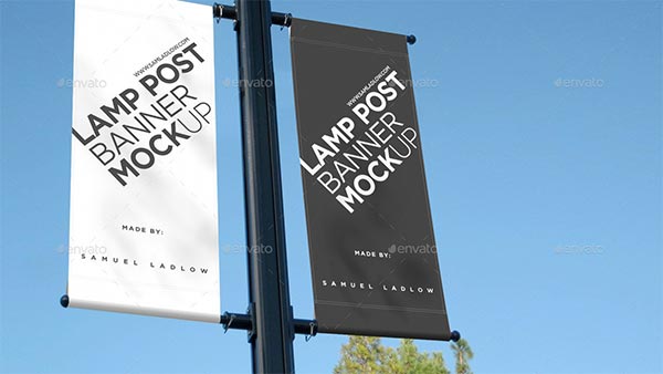 Lamp Post Banner Mockup Template