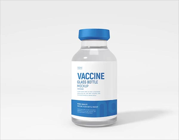 Free Glass vaccine Bottle Packaging Mockup