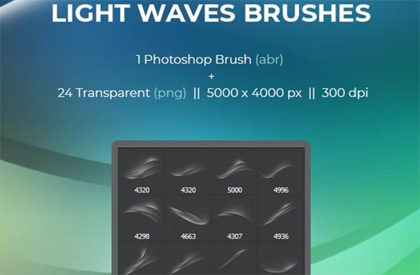 Abstract Light Waves Photoshop Brush