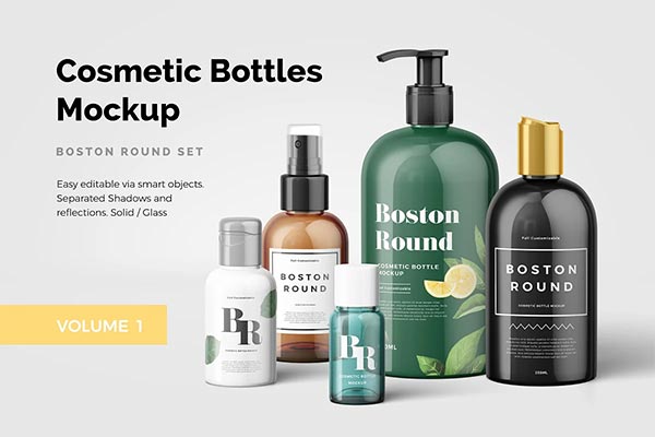 Cosmetic Spray PSD Bottles Mockup