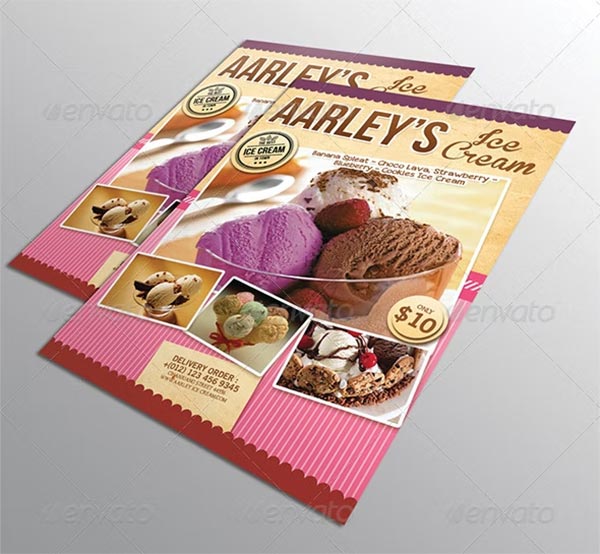 Ice Cream Menu Restaurant Flyer Template