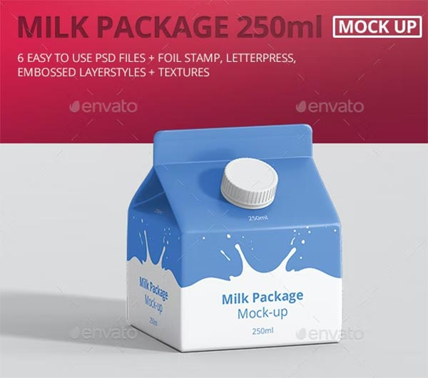 Juice or Milk 250ml Carton Mockup