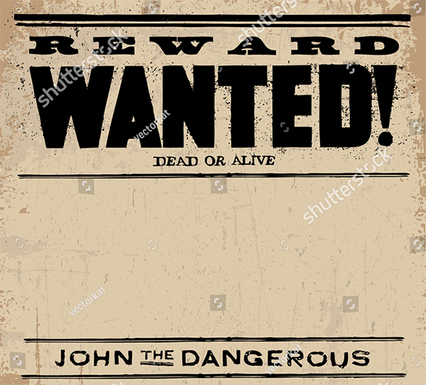 Vector Vintage Wanted Poster Template Vector Vintage Wanted Poster Template