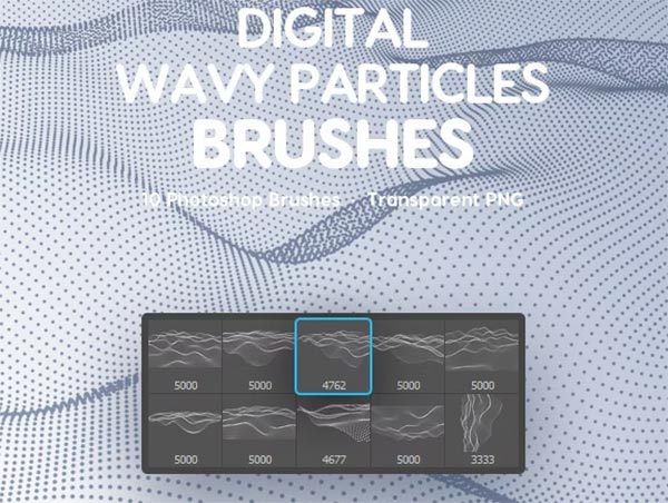 Digital Wavy Particles Photoshop Brushes