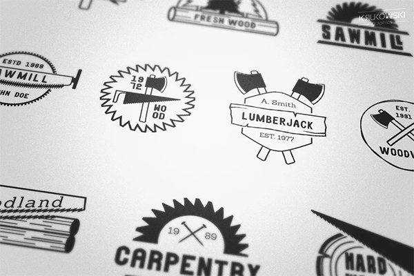 Carpentry Wood Badges Logos
