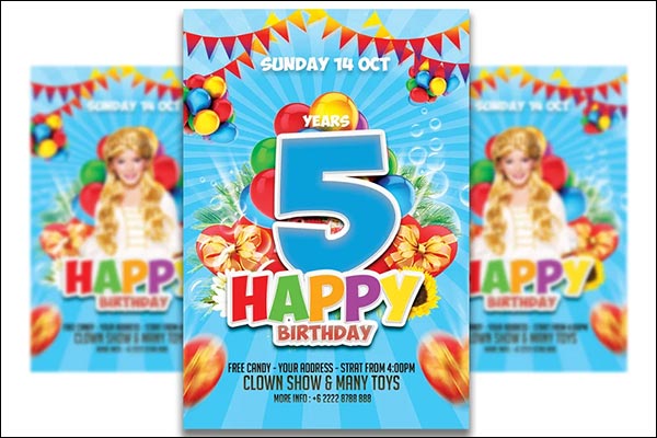 Kids Birthday Party PSD Flyer Template