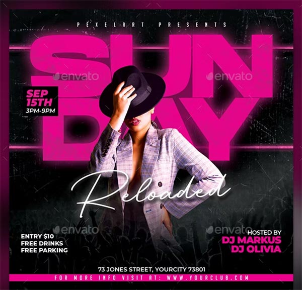 Night Club Print Flyer Template