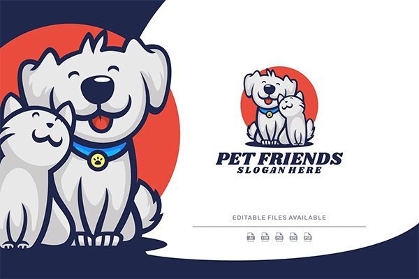 Pet Friends Mascot Cartoon Logo
