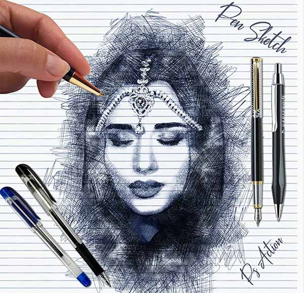 Pen Sketch Photoshop Action Designs