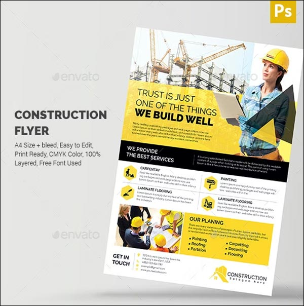 Construction Company Flyer Template Designs