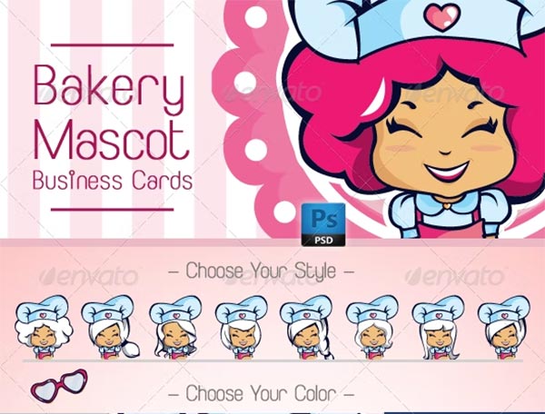 Chef Cake Designer Mascot Business Card Template